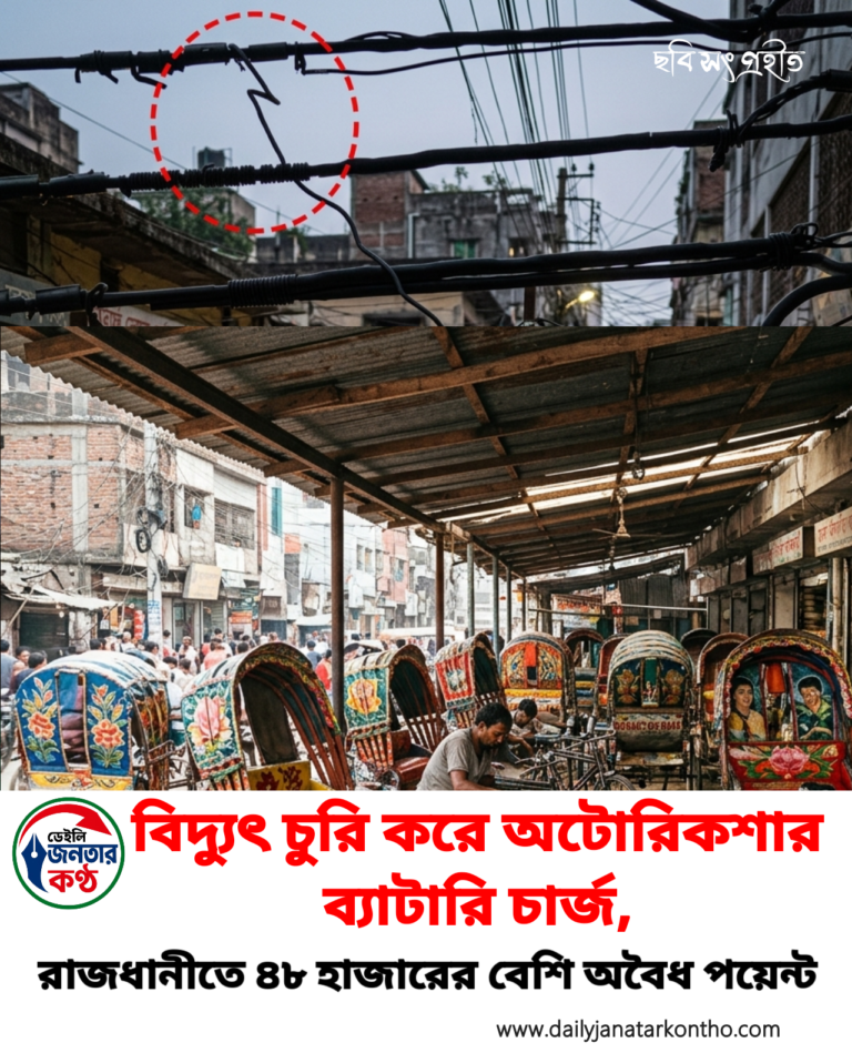 বিদ্যুৎ চুরি করে অটোরিকশার ব্যাটারি চার্জ রাজধানীতে ৪৮ হাজারের বেশি অবৈধ চার্জিং পয়েন্ট, বছরে হাজার কোটি টাকার রাজস্ব ক্ষতির আশঙ্কা